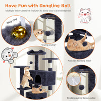 Pawz CityTree™ — Multi-Level Cat Tree Tower & Condo (135cm, Scratch Post, Perches, Hammock, Beige & Blue) 4