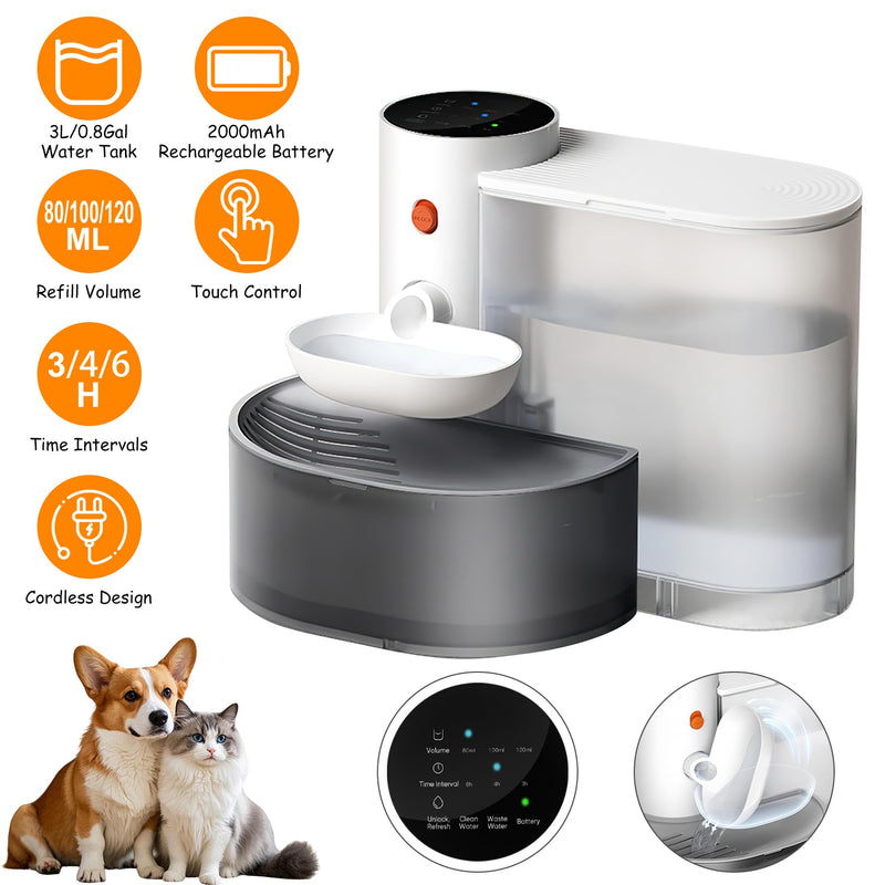 HydrateMate™ 3L Cordless Pet Fountain — Fresh Water, All Day, No Cords
