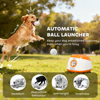 Pawz FetchPro™ — Automatic Ball Launcher for Dogs (26–79 ft Range, 5200mAh Battery, Remote Control, 6 Balls Included) 2