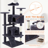 Pawz CityTree™ — Multi-Level Cat Tree Tower & Condo (135cm, Scratch Post, Perches, Hammock, Beige & Blue) 5