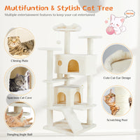 Pawz CityTree™ — Multi-Level Cat Tree Tower & Condo (135cm, Scratch Post, Perches, Hammock, Beige & Blue) 2