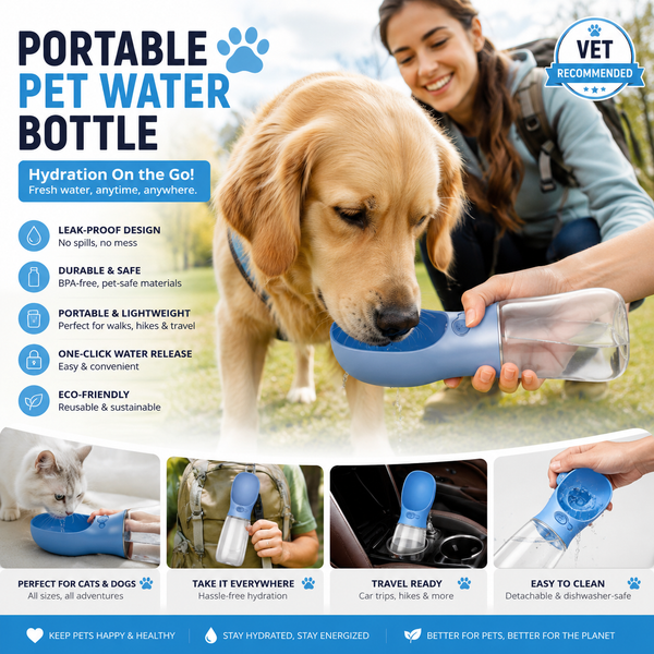 Pawz TrailSip™ — Outdoor Portable Pet Water Bottle with Flip-Trough Design | Anti-Bacterial | 350ml & 550ml | Dogs & Cats