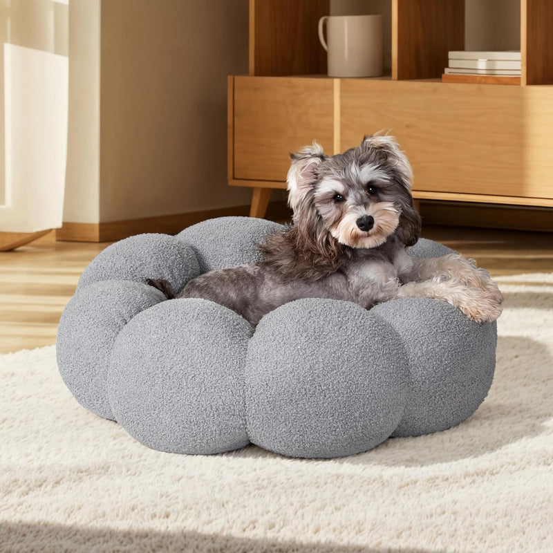 Pawz DreamNest™ — Fluffy Flower Calming Bed for Cats & Dogs | Plush Sherpa Donut Cuddler | Anti-Slip, Machine Washable