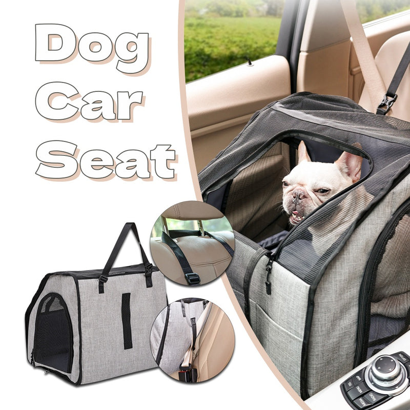 Pawz CarSafe™ — Foldable Waterproof Car Dog Cage & Seat Protector | PVC Frame + Oxford Cover + Seat Belt Harness | M & L