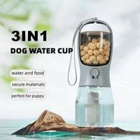 Pawz WalkReady™ — 3-in-1 Portable Pet Water Bottle | Built-in Food Container + Waste Bag Dispenser | Perfect for Walks & Travel 2