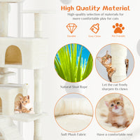 Pawz CityTree™ — Multi-Level Cat Tree Tower & Condo (135cm, Scratch Post, Perches, Hammock, Beige & Blue) 3
