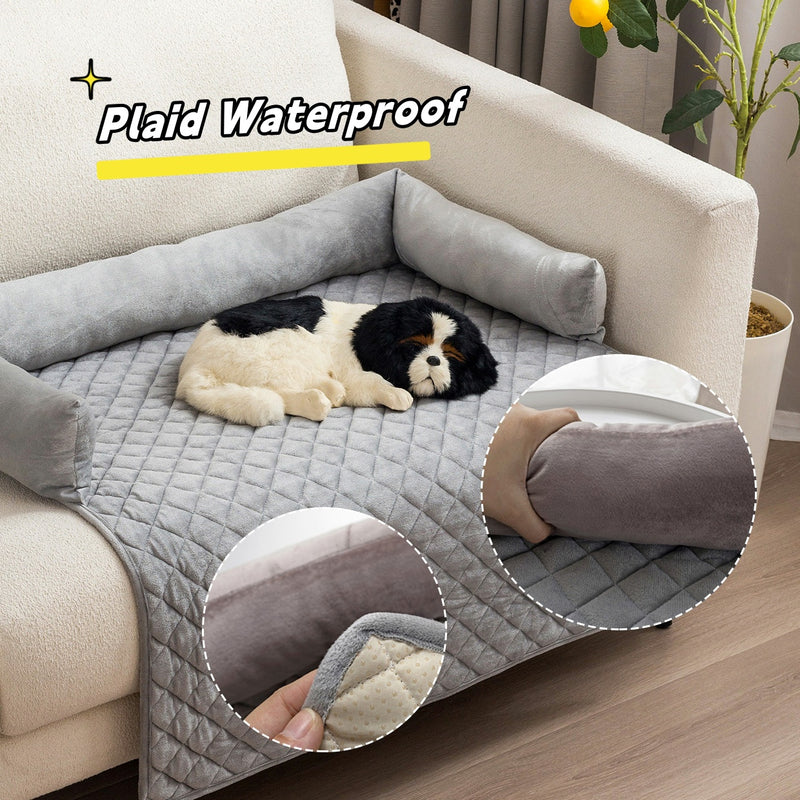 Pawz CloudSofa™ — Plush Sofa Bed for Dogs & Cats (Curved Design, Machine Washable, S–XXL, Furniture Protector)